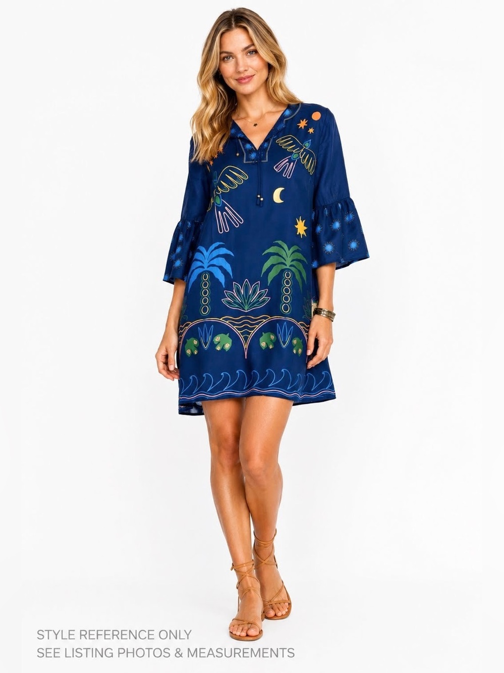 Johnny Was Jade Lorianne Del Mar Bird Print Silk Blend Shift Dress XS